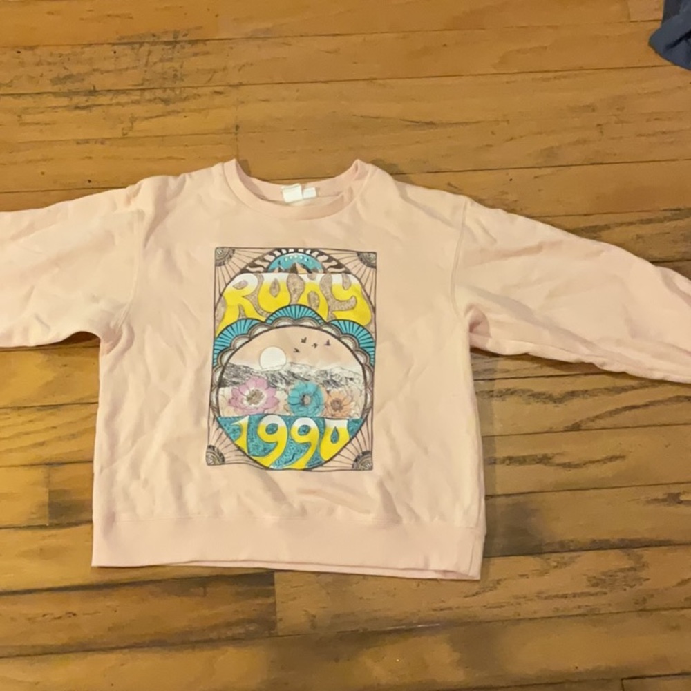 Roxy Pink Graphic Sweatshirt Casual Pullover